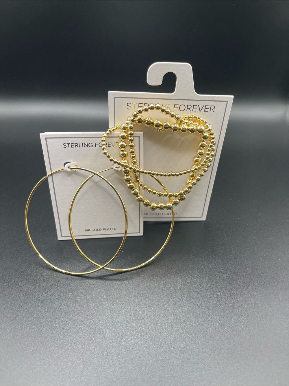 Sterling Forever Gold-Plated Hoop Earrings & Beaded Bracelet Set - Gold